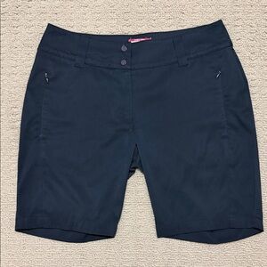 Antigua Desert Dry Women's Black Mid-Rise Athletic Golf Bermuda Shorts, Size 8.